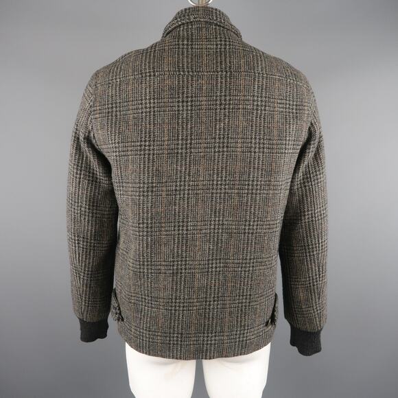 MARC JACOBS 42 Grey & Black Plaid Wool Bomber Jacket - Picture 4 of 6